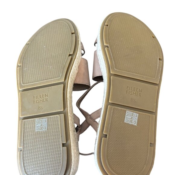 EILEEN FISHER Size 8.5 Sandals Devi Platform Wedge Espadrille Jute Strappy - Picture 5 of 6